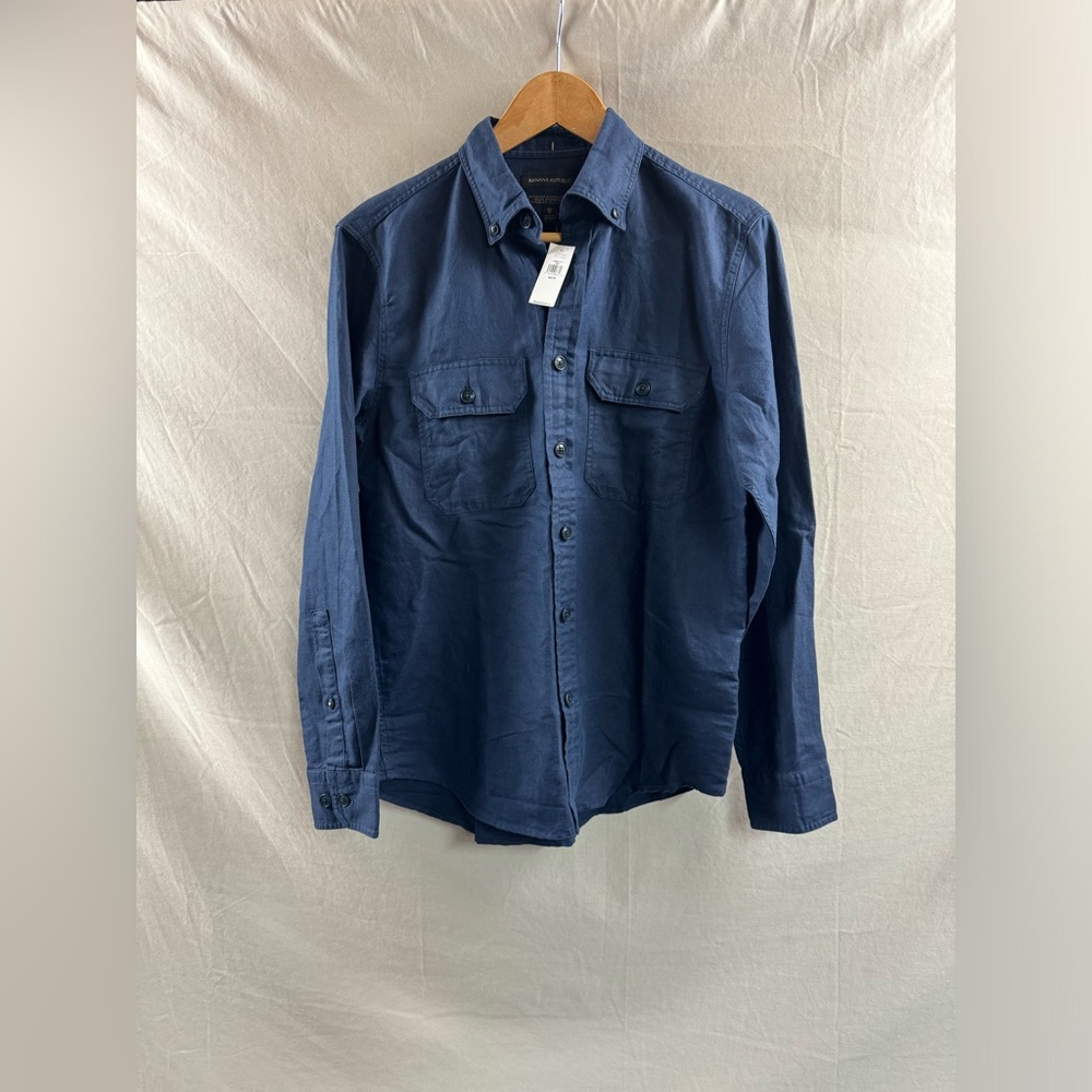 Cotton-Linen Utility Shirt Blue